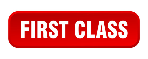 first class button square 3d push vector image