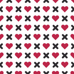 Seamless heart shape background pattern and cross vector