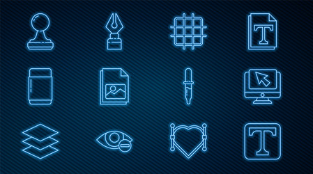 set line text computer monitor and cursor grid vector image