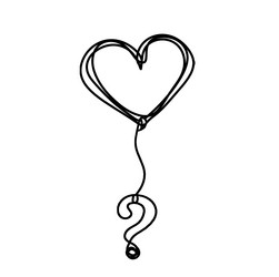 abstract heart with question mark as continuous vector image