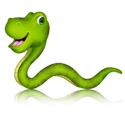 Cute green snake cartoon vector