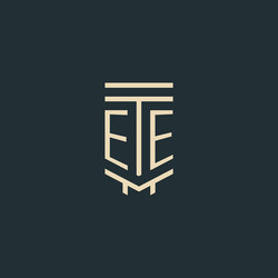 Ee initial monogram with simple line art pillar vector
