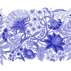 Fantasy flowers in retro vintage jacobean vector