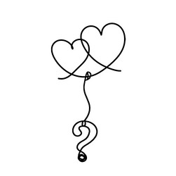 abstract heart with question mark as continuous vector image