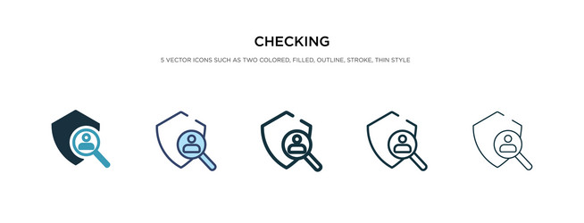 Checking icon in different style two colored vector