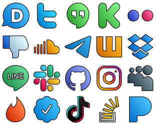 filled line style social media icon set dropbox vector