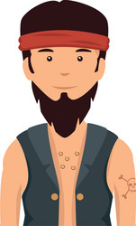 Rough motorcyclist with bandana avatar character vector