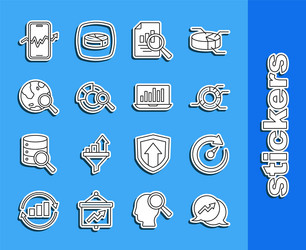 Set line financial growth digital speed meter pie vector