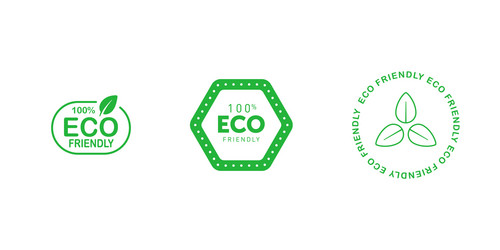 set various eco friendly 100 percent green Vector Image