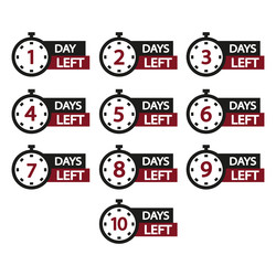 countdown clock set numbers 1 to 10 are bold days vector image