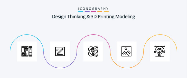 Design thinking and d printing modeling line 5 vector