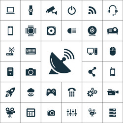 Hi-tech icons universal set for web and ui vector