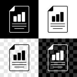 Set document with graph chart icon isolated vector