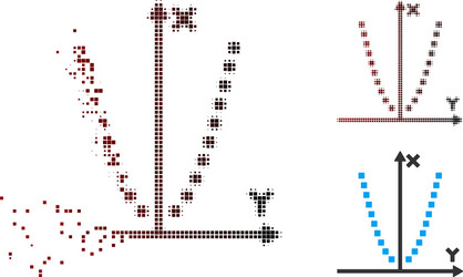 disintegrating pixel halftone parabole plot icon vector image