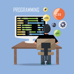 web developer working on computer programming vector image