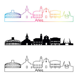 arles skyline linear style with rainbow vector