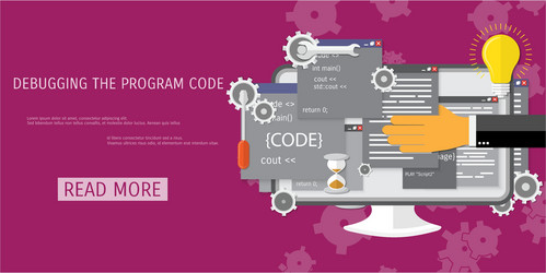 flat concept of programming and coding vector image