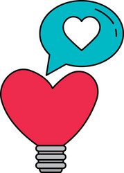 Light bulb in shape heart with speech bubble vector