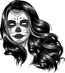 Monochromatic Skull Candy Girl Vector Image