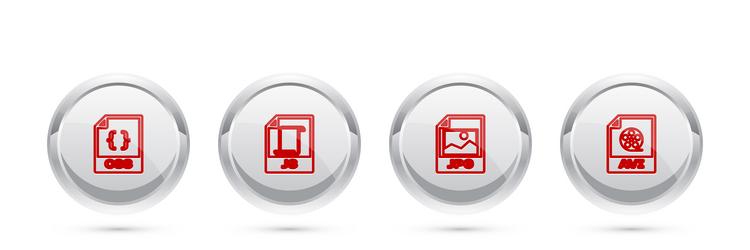 set line css file document js jpg and avi vector image