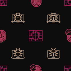 set line fingerprint system bug on monitor vector image