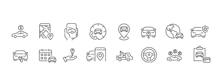 set of car rent icons call centre support vector