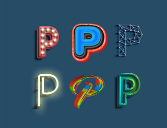 a character set 6 different styled font vector image