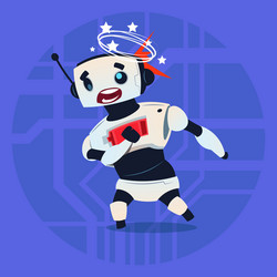 cute robot dizzy error broken modern artificial vector image