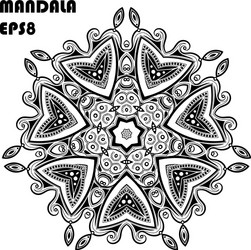 flower mandala coloring book element vector