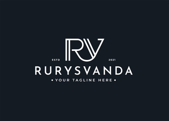 minimalist letter r v logo design for personal