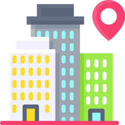 pin with building icon location map and navigation vector image