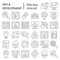 Seo and development thin line icon set computing vector