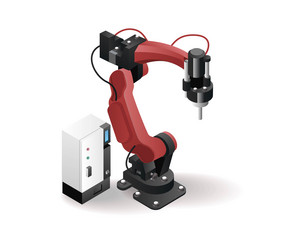 Technology tool factory robotic arm vector