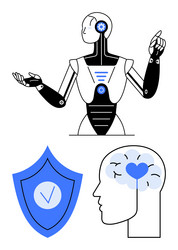 advanced robot interaction with cognitive brain vector image