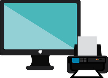 Computer display with printer vector