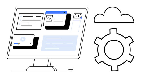 digital dashboard with files emails and media vector image