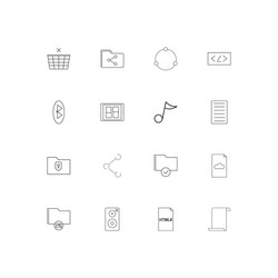files and folders sign simple linear icons set vector image