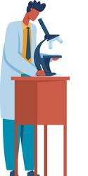 scientist analyzing samples with a microscope vector image