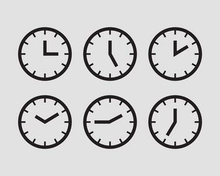 set clock icon time line graphic design elements vector