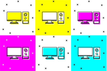 Set computer monitor icon isolated on color vector
