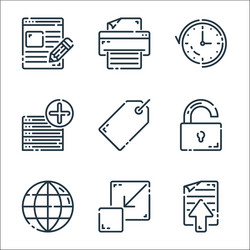 user interface line icons linear set quality vector image