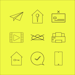 web linear icon set simple outline icons vector image