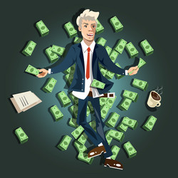 Businessman lying on the money vector