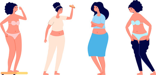 obese women sad depressed overweight girls food vector