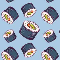 seamless pattern background with bright cute sushi