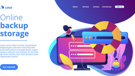 Backup server concept landing page vector