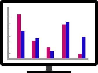 colored business graph on a computer screen vector