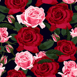 Red Pink Rose Floral Pattern Vector Image