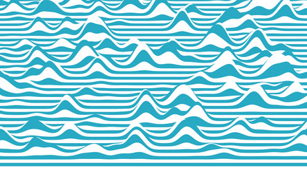 Trendy 3d blue and white stripes distorted vector