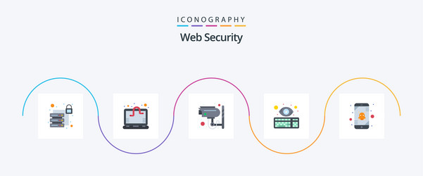 web security flat 5 icon pack including error key vector image